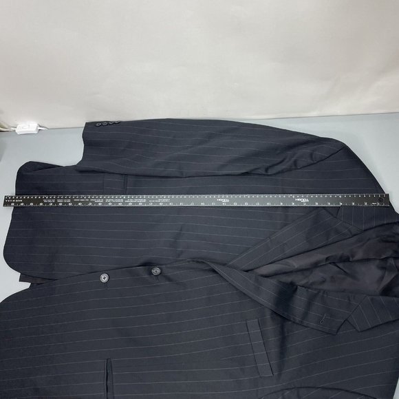 Jos A Bank Blazer Sport Coat Suit Jacket Gordon Wool Striped Black Mens 50L - Picture 10 of 12
